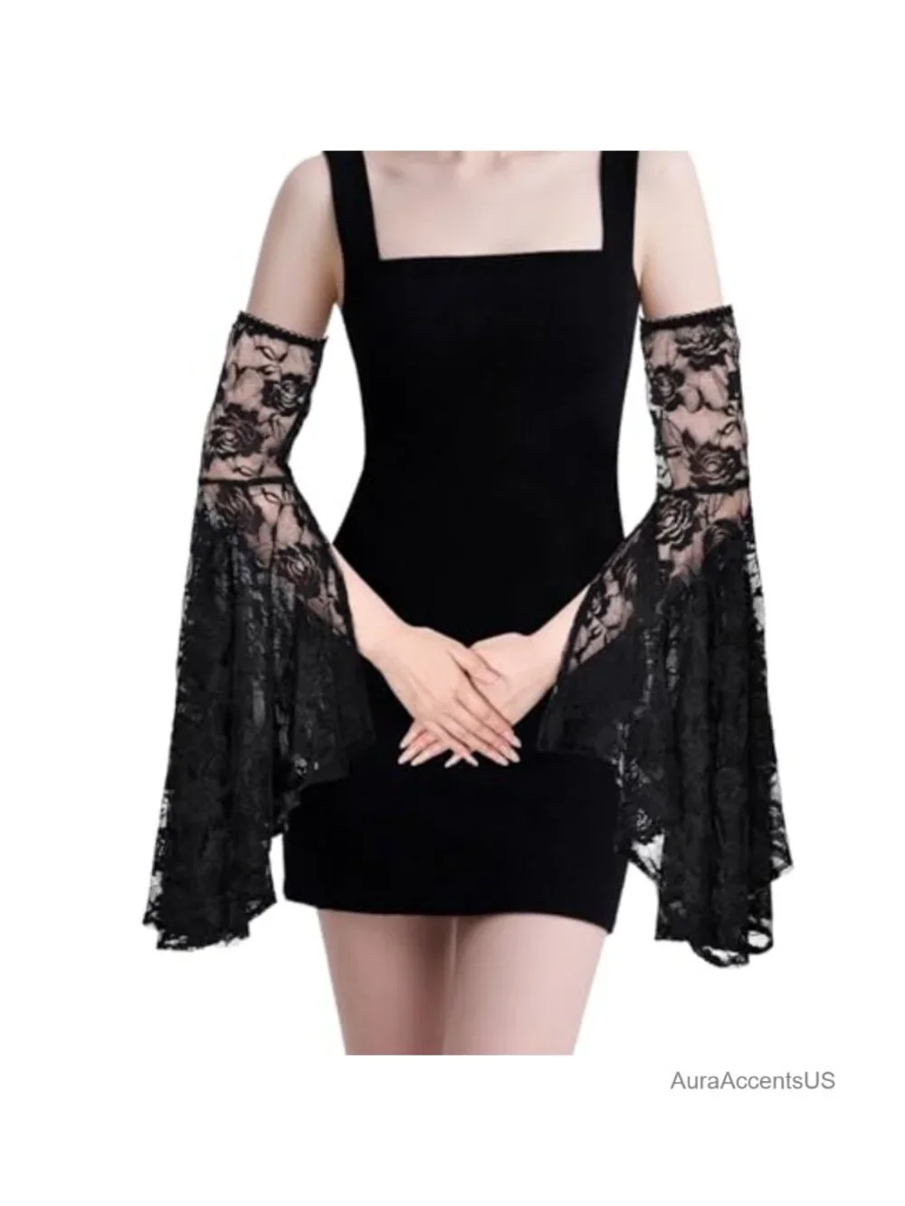 Victorian Chiffon Sleeves Gothic Detachable Tulle Long Gloves Halloween Vampire